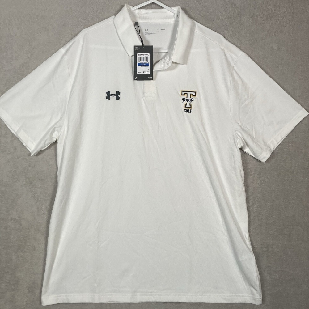 Under Armour Polo Mens XL White T Prep Golf Team Performance Shirt NEW